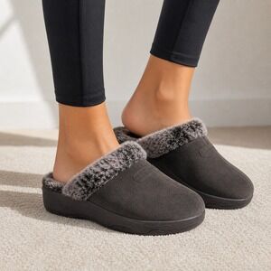 NWT Skechers Tone-ups Toning Clog Sz 10 Brown Suede Faux Fur Platform Mules